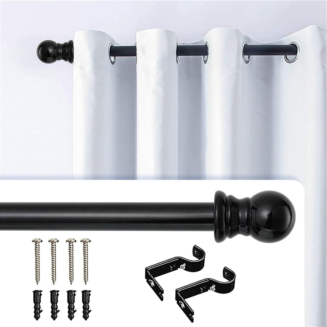 Gardinenstange, 76-122CM Gardinenstange für Fenster mit Rundem Endstück Einzel mit Finials aus Edels