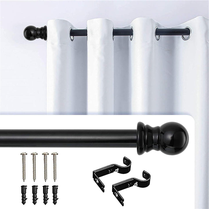 Gardinenstange, 76-122CM Gardinenstange für Fenster mit Rundem Endstück Einzel mit Finials aus Edels