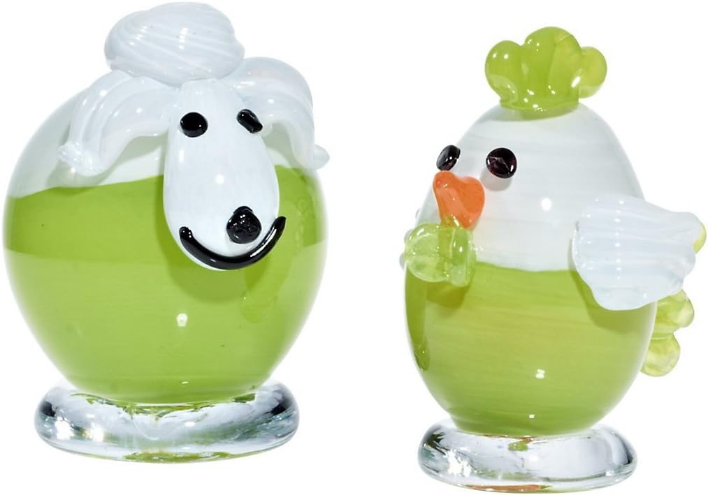 CRISTALICA Glasfigur Schaf grün/weiss 10,5cm