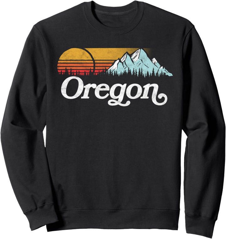 Retro Vibe Oregon Sweatshirt Vintage Mountains & Sun Sweatshirt