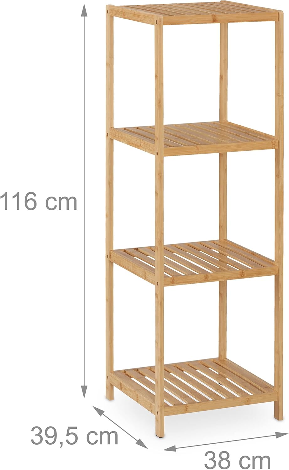 Relaxdays Badregal, Bambus, 4 Ablagen, HxBxT: 116,5x38x39,5 cm, Standregal für Badezimmer & Küche, f