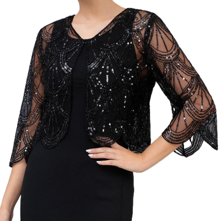 1920er-Jahre-Flapper-Schal mit glitzernden Fransen, weiches Polyester-Braut-Capelet für Hochzeit, Pa