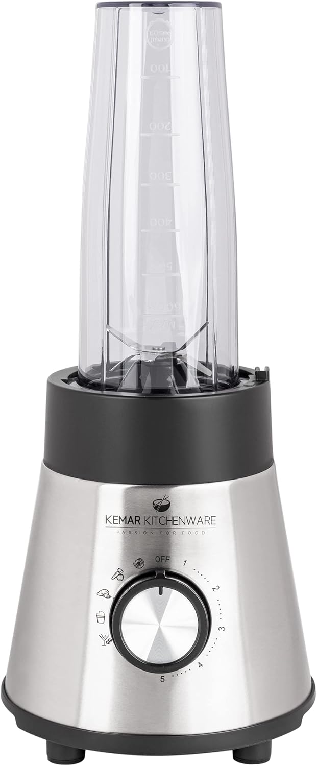 KeMar Standmixer 2-in-1 Edelstahl silber - 1,5l Glasbehälter 5 Programme 1000W abnehmbare Klinge - S