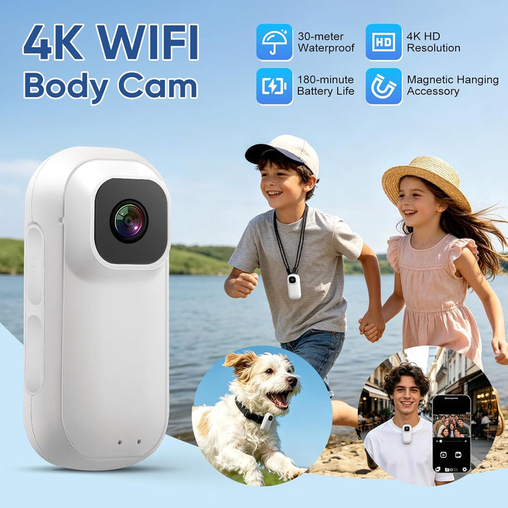 360° Action Cam Mini Actionkamera 1080P Bodycam Unterwasserkamera 30m/98ft Wasserdicht WiFi Kamera V