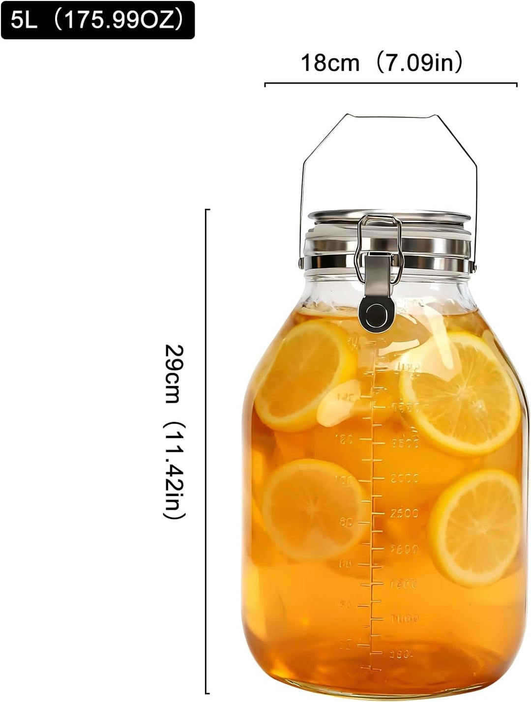 5L Glasverschlossenes Glas – Aufbewahrungsbehälter mit Schnappverschluss – Fermentiergläser – Fermen