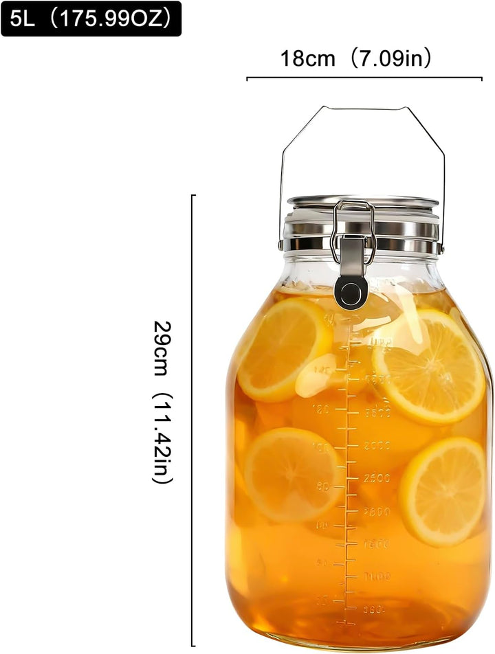 5L Glasverschlossenes Glas – Aufbewahrungsbehälter mit Schnappverschluss – Fermentiergläser – Fermen