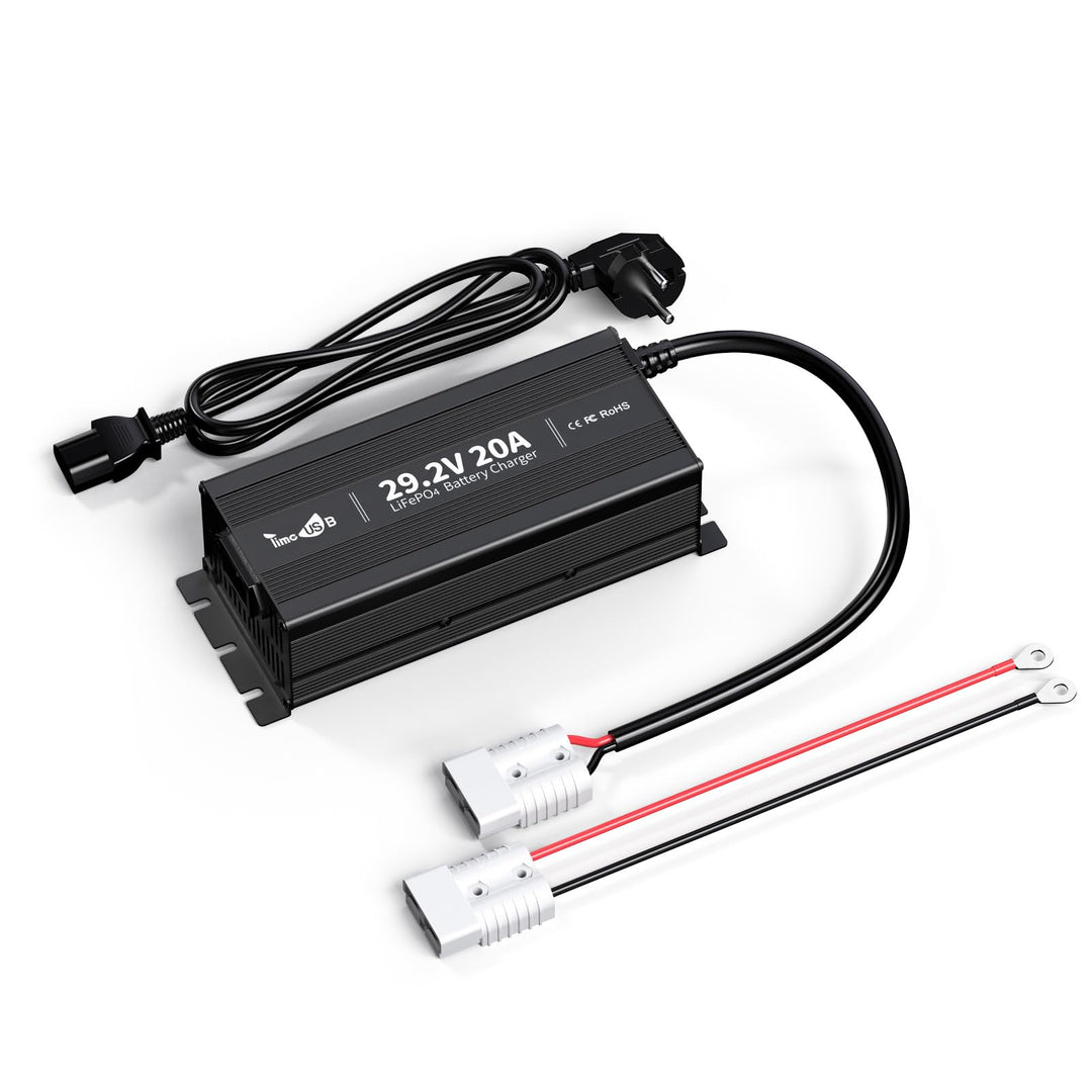 Timeusb 29,2V 20A LiFePO4 Ladegerät Batterieladegerät 24V Lithium Akku Ladegerät, Vorlade- und 0V-La