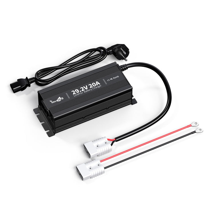 Timeusb 29,2V 20A LiFePO4 Ladegerät Batterieladegerät 24V Lithium Akku Ladegerät, Vorlade- und 0V-La
