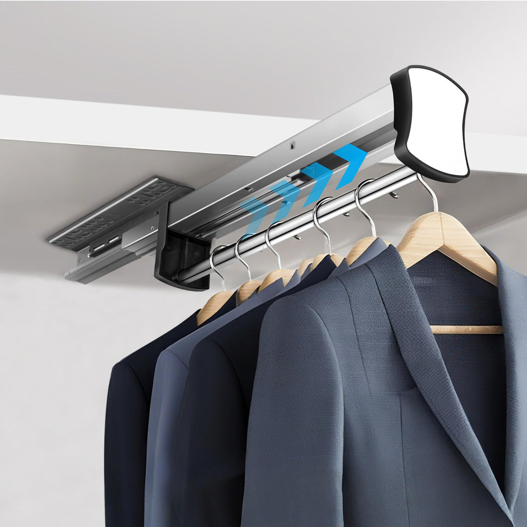 Kleiderstange Ausziehbar Schrank 30cm, Teleskopstange Schrankauszug mit Dämpfung, Verstellbare Kleid