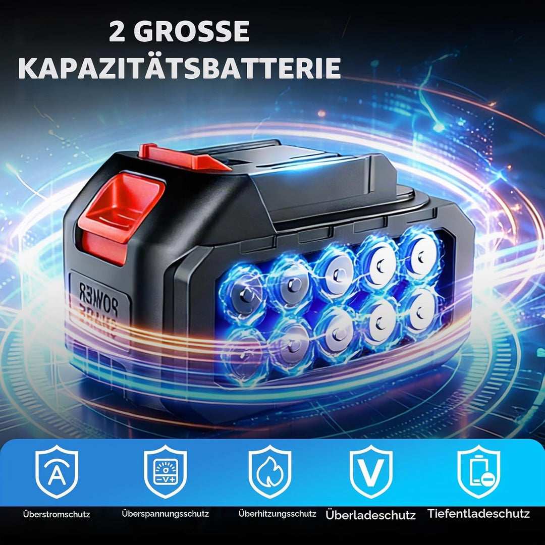 Akku Hochdruckreiniger 21V, Tragbarer Hochdruckreiniger Akku mit 2x4000mAh Akkus, 6-in-1 Multifunkti