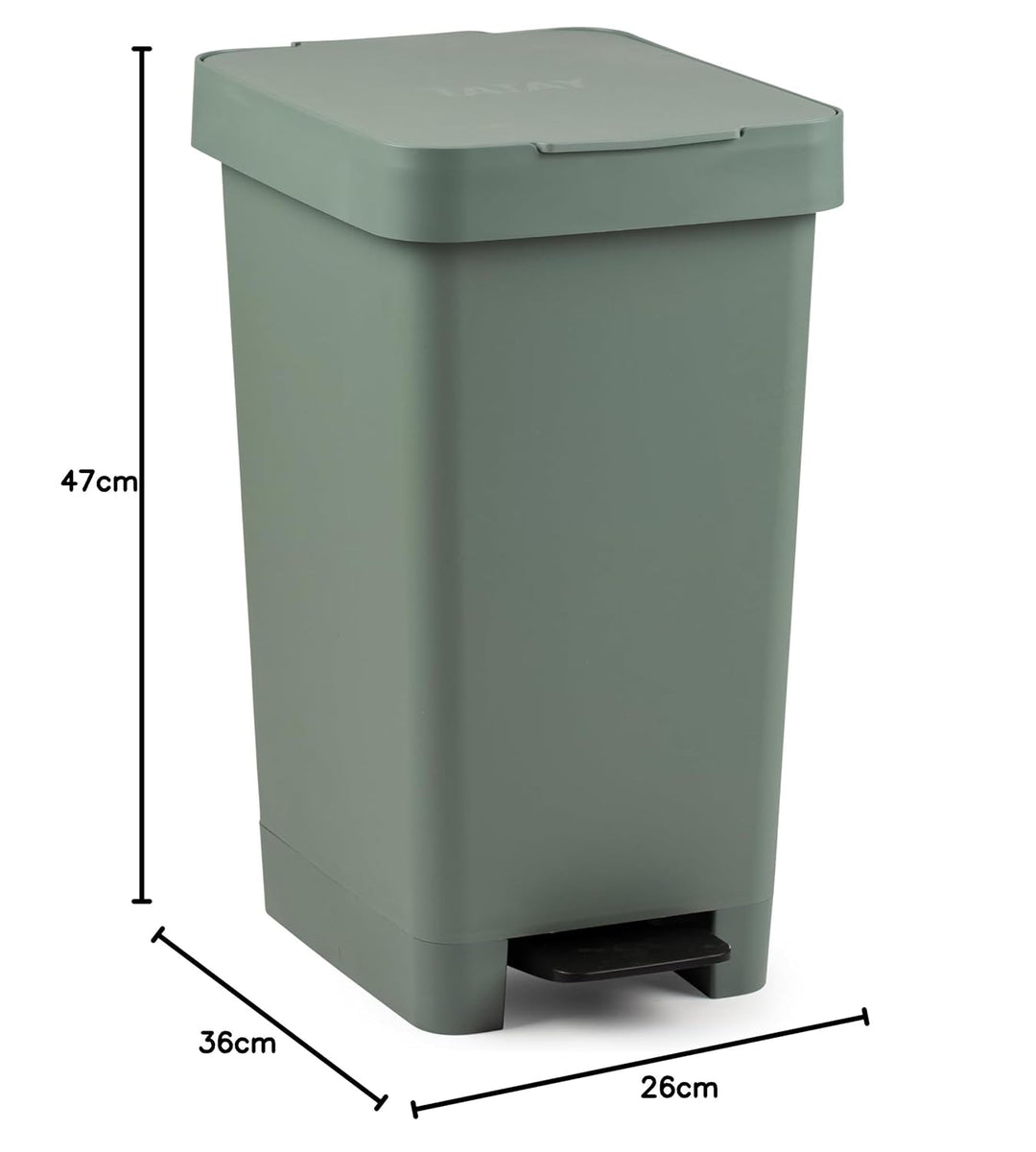 TATAY Smart 25L Mülleimer mit Pedal | Kompaktes und funktionales Design | Für Innen Und Aussen | Für