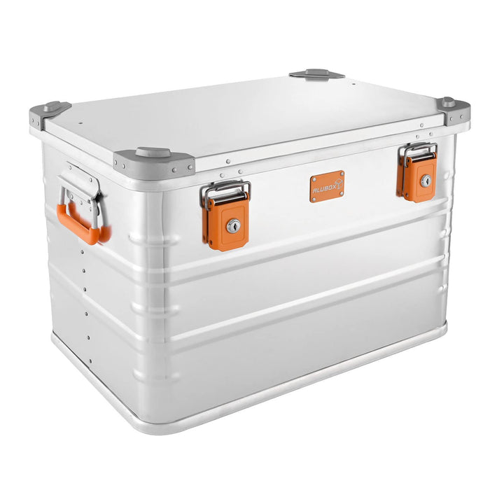 Alubox Alukiste abschliessbar E78 - Premium Aluminium Lagerbox 78 Liter - Deckel mit Aluminium Druck