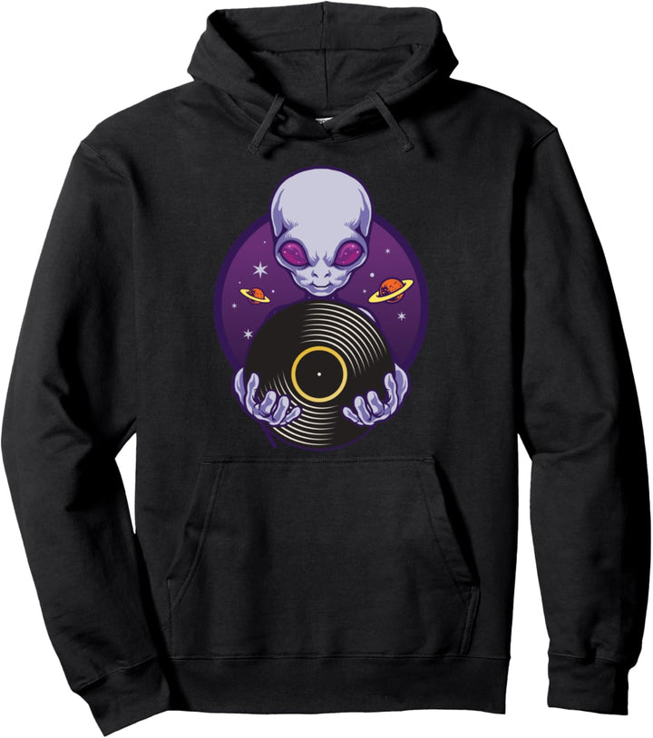 DJ Plattenspieler Musik Alien Ufo Schallplatte ET Geschenk Pullover Hoodie