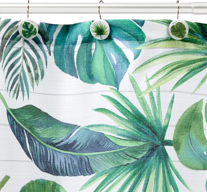 Avanti Linens - Duschvorhang aus Stoff, Palmenblätter, inspirierte Heimdekoration (Viva Palm Collect