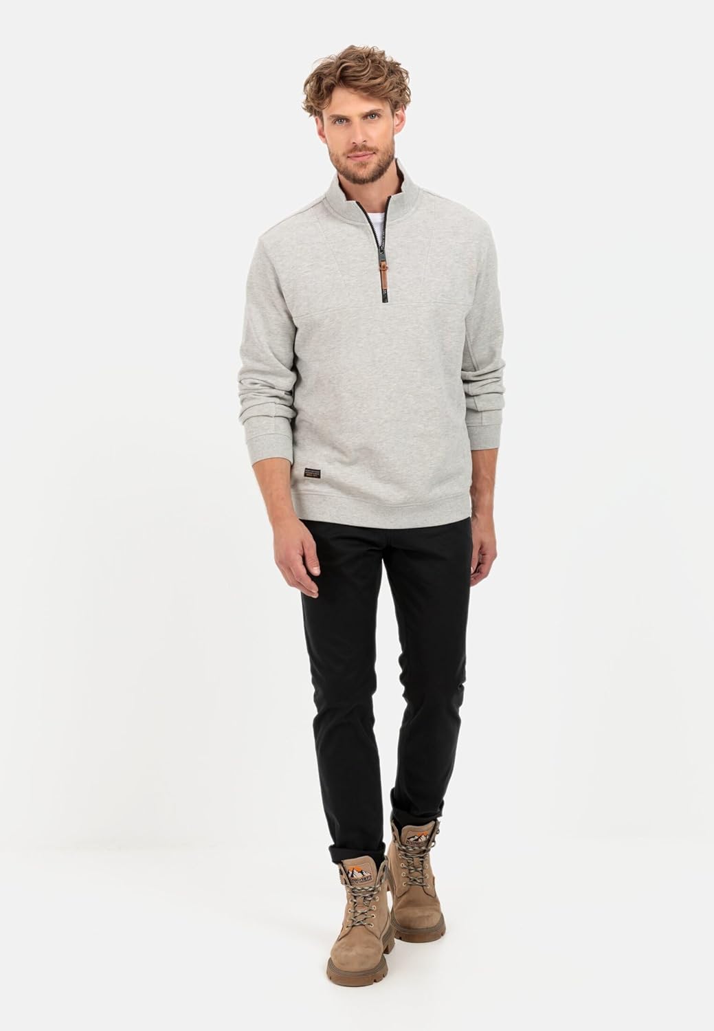 camel active Herren Pullover M Warm Light Grey Mela, M Warm Light Grey Mela