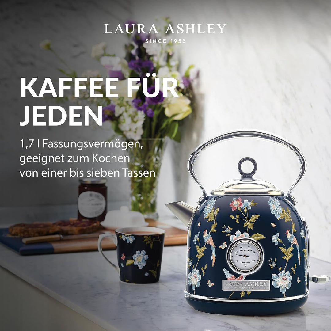 Laura Ashley Elveden Navy Kabelloser Elektrischer Wasserkocher von VQ. Edelstahl-Wasserkocher 1.7 Li