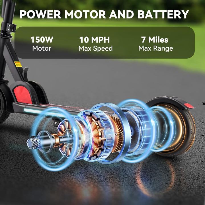 Caroma E Scooter Kinder von 8-12 Jahren,bis zu 16 km/h & 8 km,Elektroroller Kinder mit Bunte Leuchte
