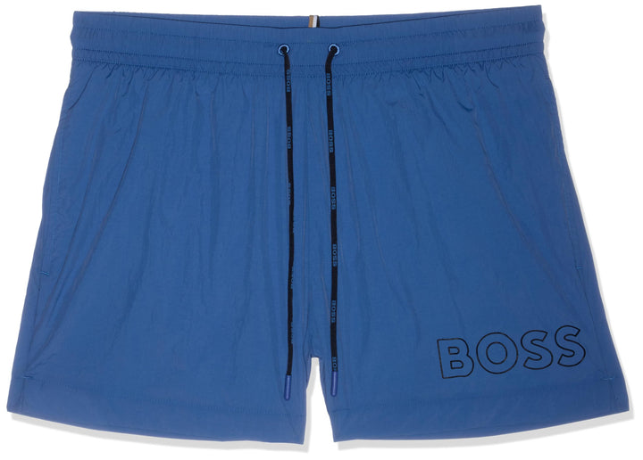 BOSS Herren Mooneye Badeshorts mit Umriss-Logo-Print S Bright Blue 436, S Bright Blue 436