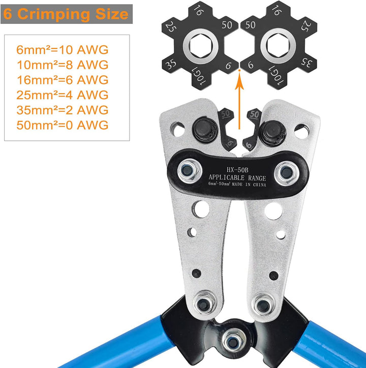 Brileine Batteriekabel Crimpzange von AWG 8-1/0, Batteriekabelschuh Crimpzange für schwere Kabelschu