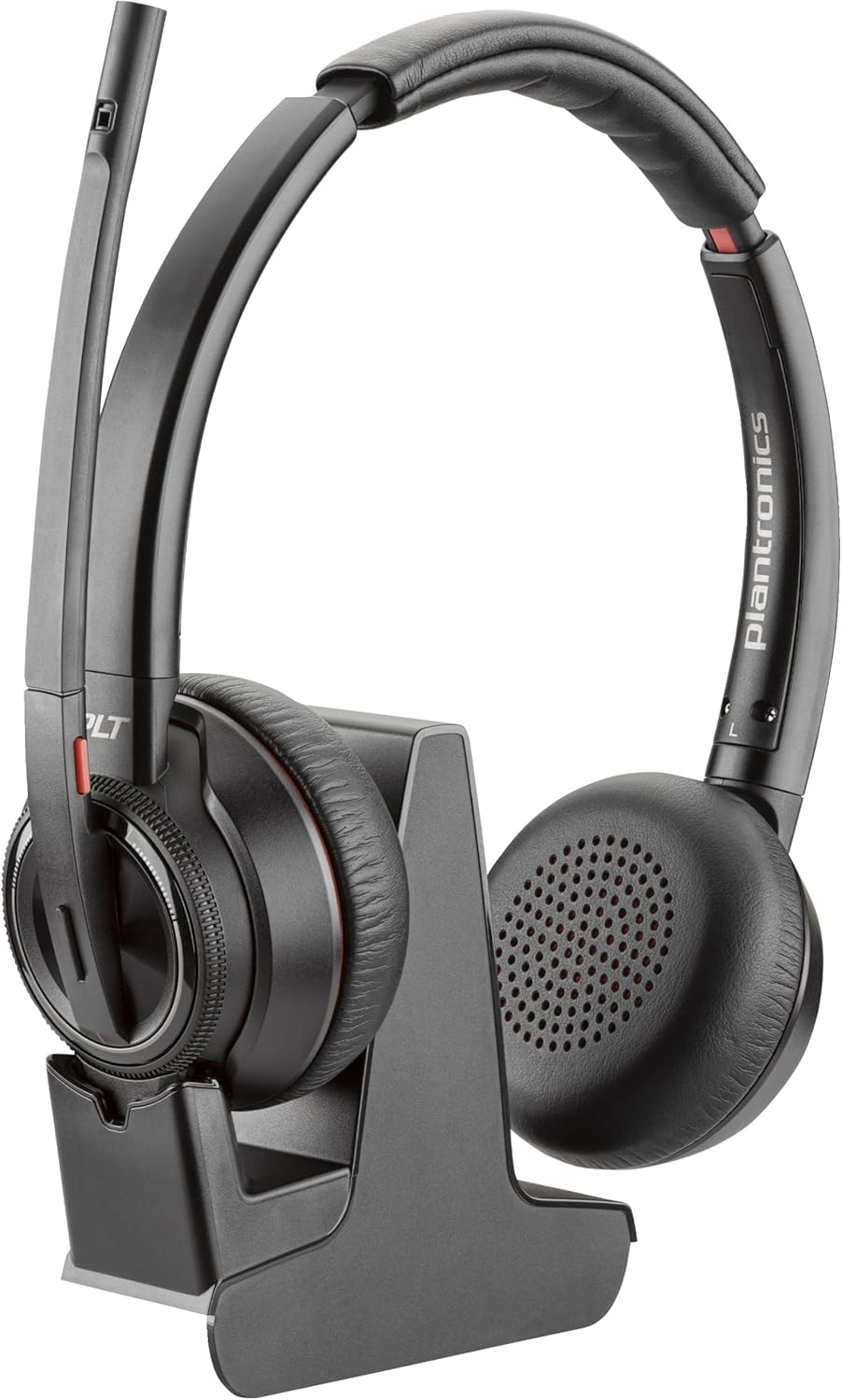 Poly Bluetooth DECT Headset Savi W8220 Binaurale Tragevariante (mit USB) in Schwarz Stereo USB-A, Bl