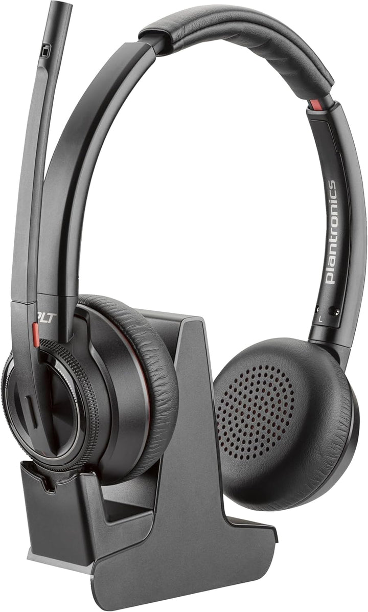 Poly Bluetooth DECT Headset Savi W8220 Binaurale Tragevariante (mit USB) in Schwarz Stereo USB-A, Bl