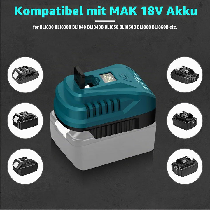 Schnellladegerät DC18RC kompatibel mit Makita18 Volt Akku,Mini Tragbar,100W USB Typ-C Ladegerät elek