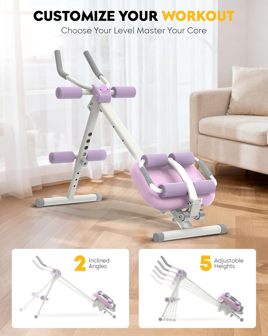 GUUG Bauchmuskeltrainer Bauchtrainer für Zuhause: Bauch Trainingsgerät Klappbar Bauchmuskeltraining