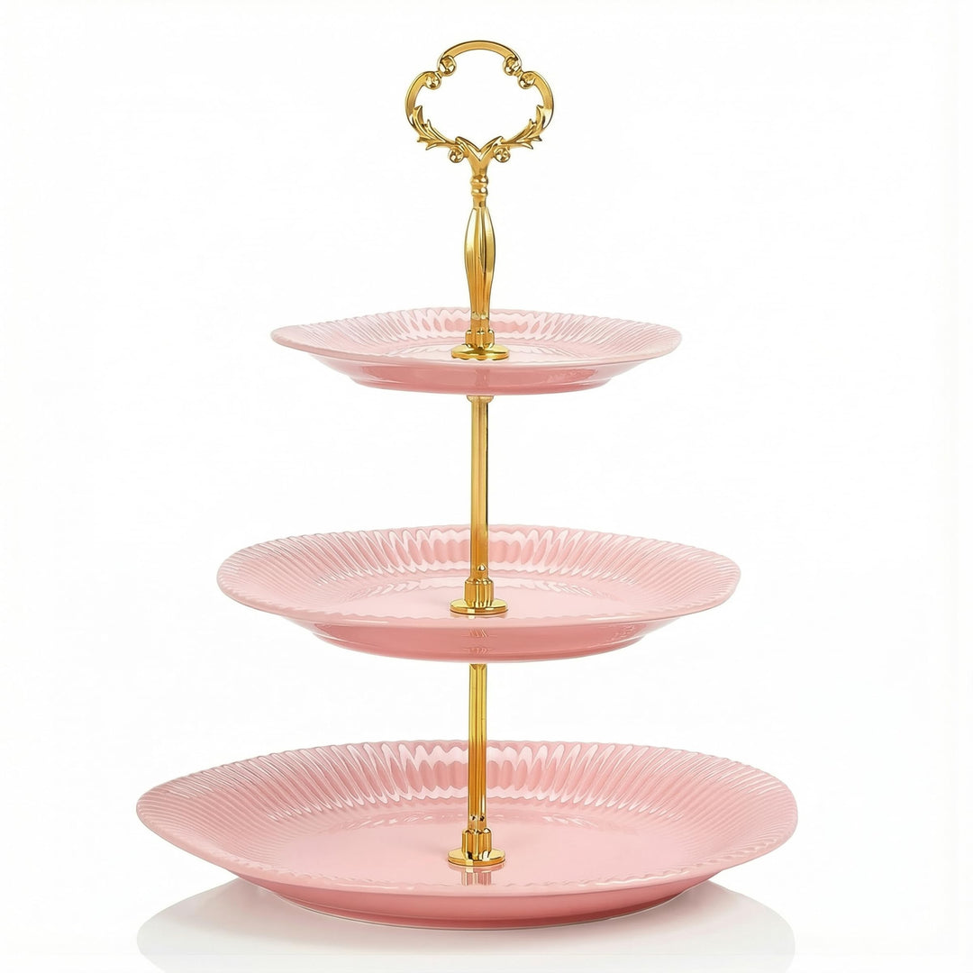 3 Schicht Keramik Tortenständer für Hochzeiten, Desserttisch Display Set für Teepartys Servierplatte