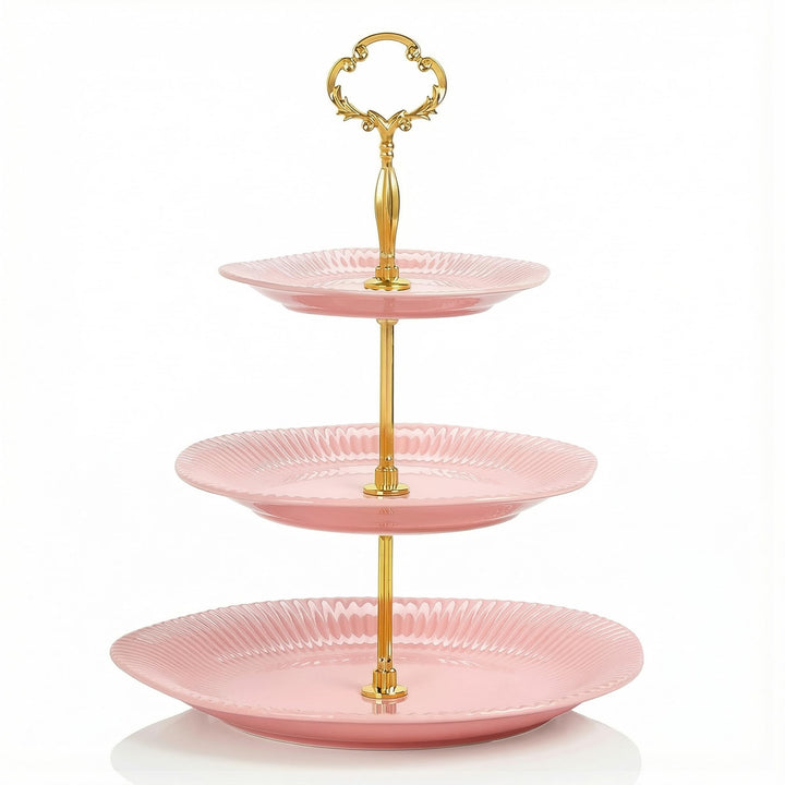 3 Schicht Keramik Tortenständer für Hochzeiten, Desserttisch Display Set für Teepartys Servierplatte