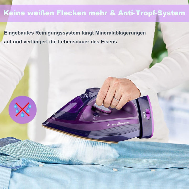 2400W kabelloses Bügeleisen, Dampfbügeleisen, Keramiksohle, abschaltautomatisch & temperaturverstell