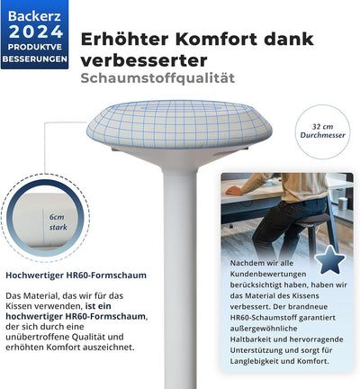 Backerz ergonomischer Wackel-Hocker - Bürohocker mit 40-60 cm Höhenverstellbar, Stehhocker, Arbeitsh