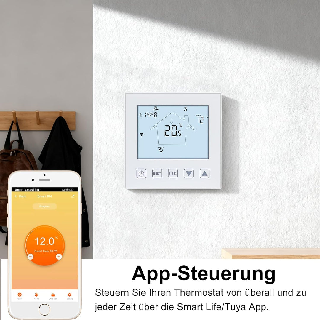 KETOTEK Smart Thermostat Fussbodenheizung Elektrisch WiFi 16A Alexa Google Assistant Kompatibel, Dig