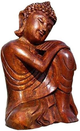 Super schöner ruhender 20 cm Buddha Meditation Holz Budda Feng Shui BMKNIER20