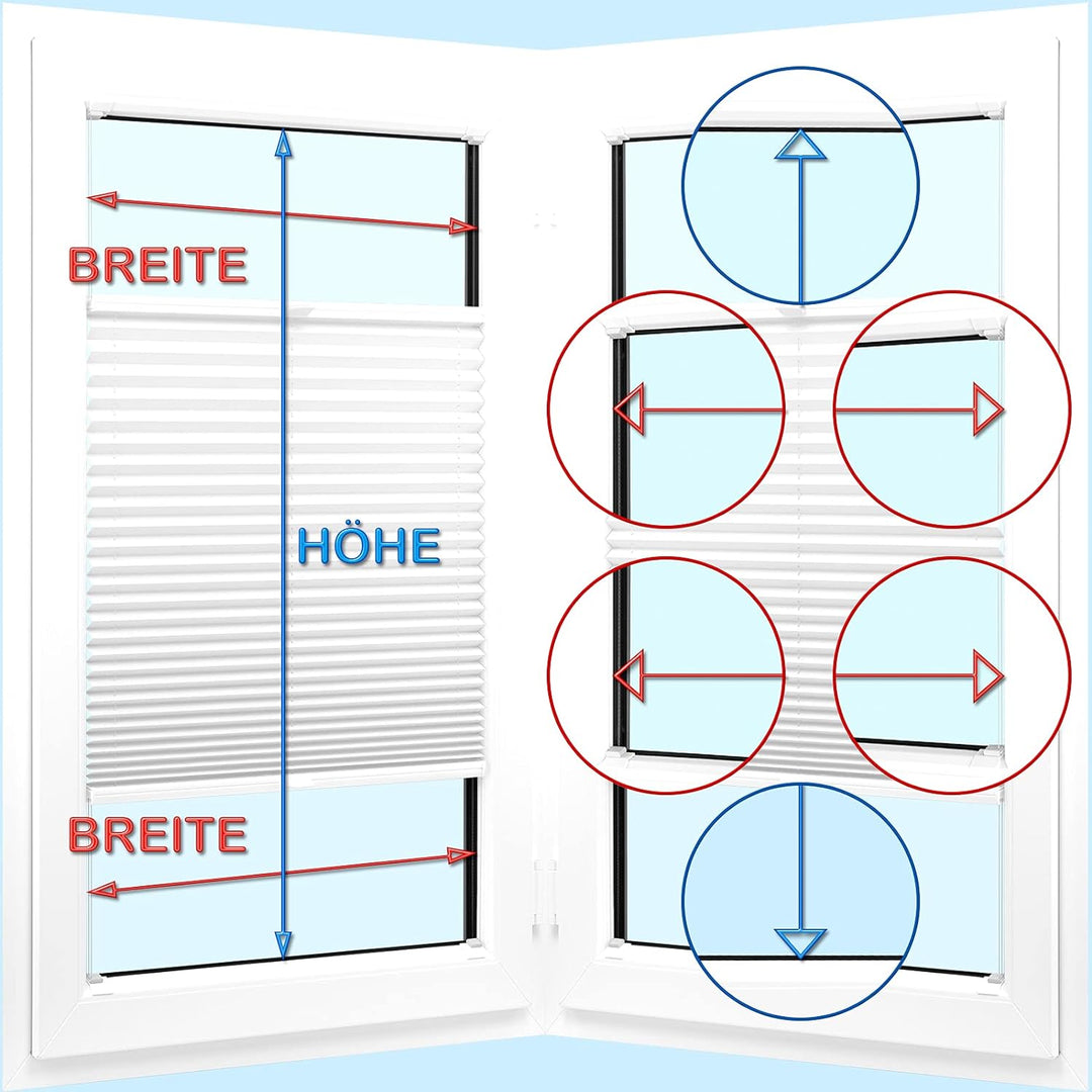 Wabenplissee nach Mass Verdunklung Thermo Plissee Kleben Ohne Bohren Weiss Rückseite Weiss Breite: 4