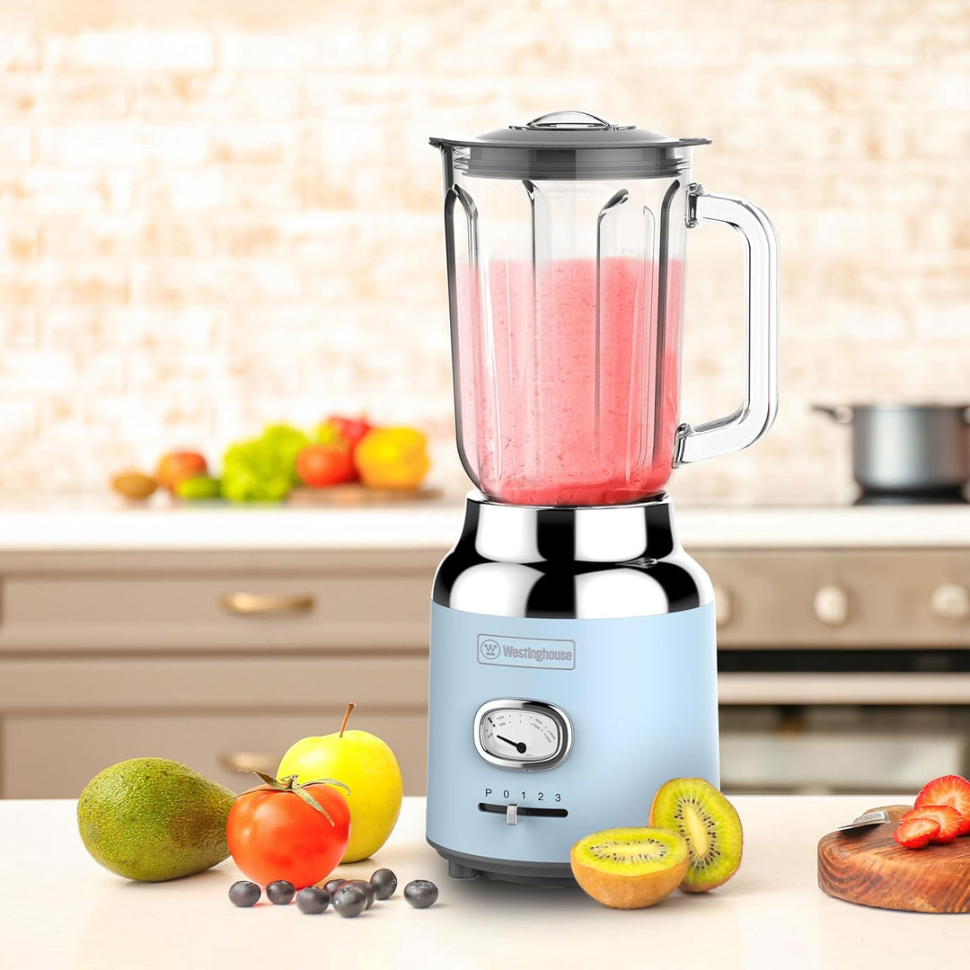 Westinghouse Retro-Standmixer, 1,5 L, Smoothie-Maker & Eiscrusher, 4 Geschwindigkeiten, Glaskanne, 6