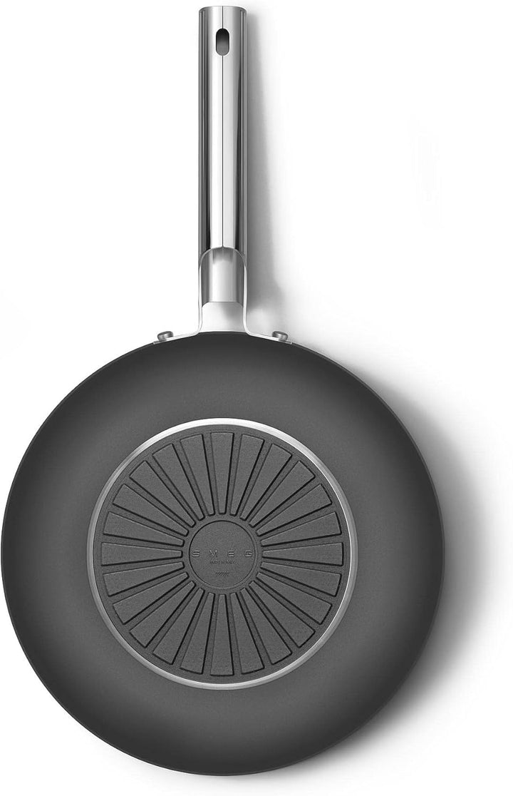Smeg, CKFW3001BLM, Antihaft-Wok, Durchmesser 30 cm, ergonomischer Edelstahlgriff, für alle Herdarten