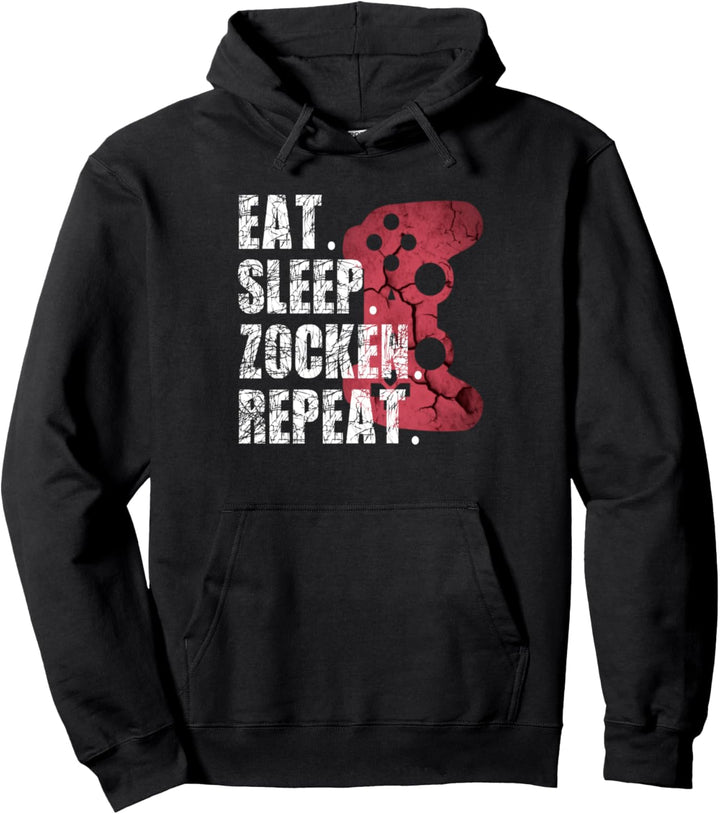 Lustige Gamer Zocker Eat Sleep Zocken Repeat Jungen Geschenk Pullover Hoodie