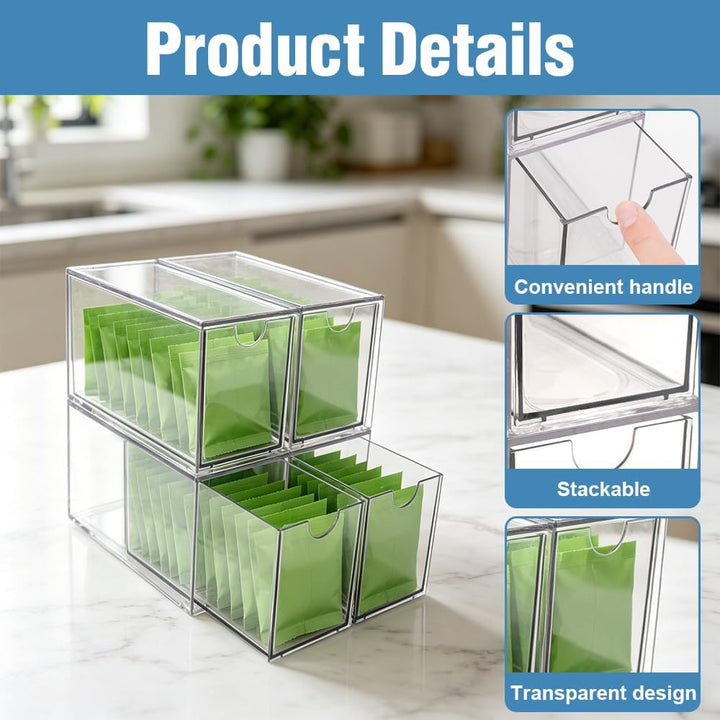 4pcs Kosmetik Organizer Schubladen, Acryl schubladen organizer bad Stapelbar 2, 2
