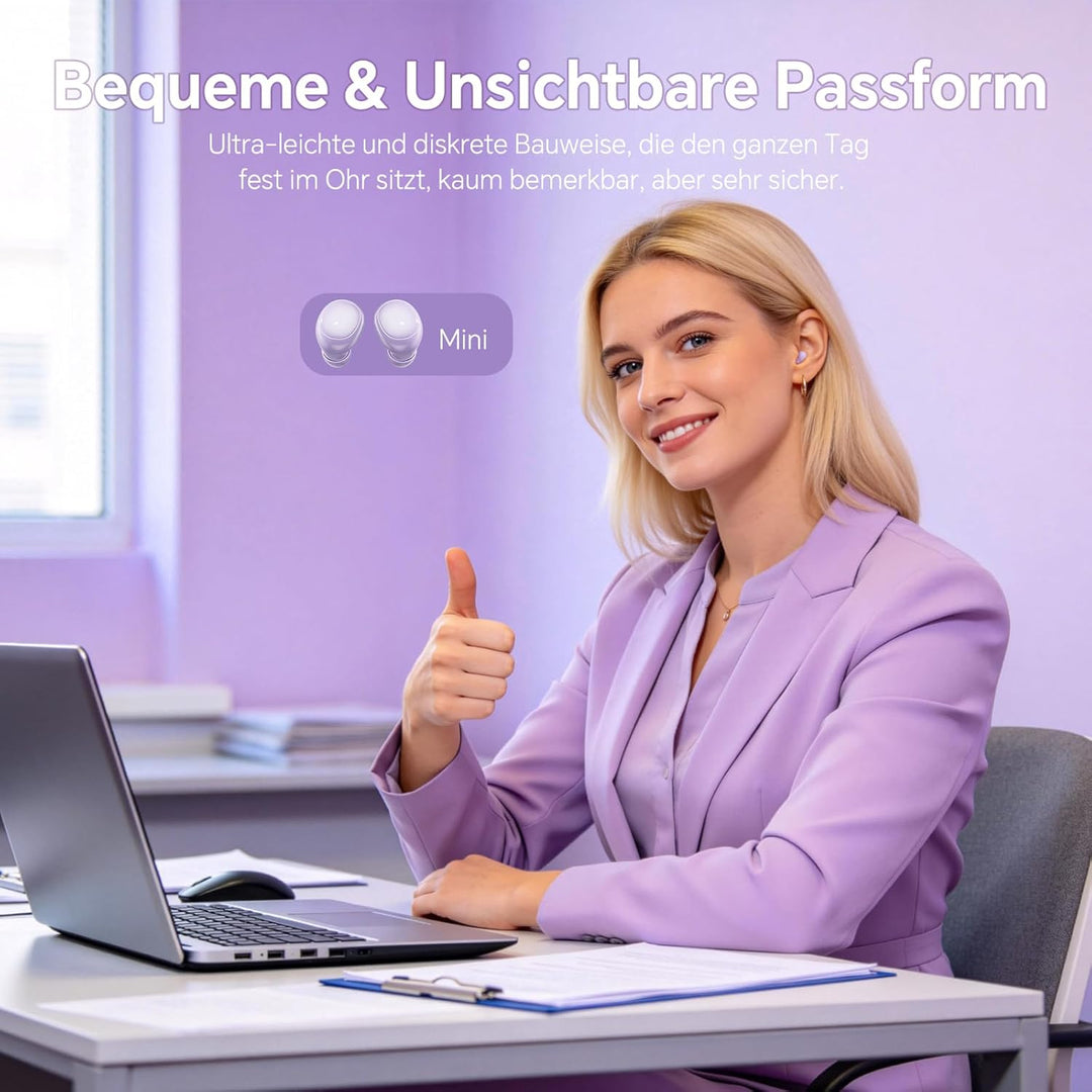 2 Paar Mini Unsichtbare Kopfhörer Kabellos Bluetooth für Kleine Ohren Schlafkopfhörer Seitenschläfer