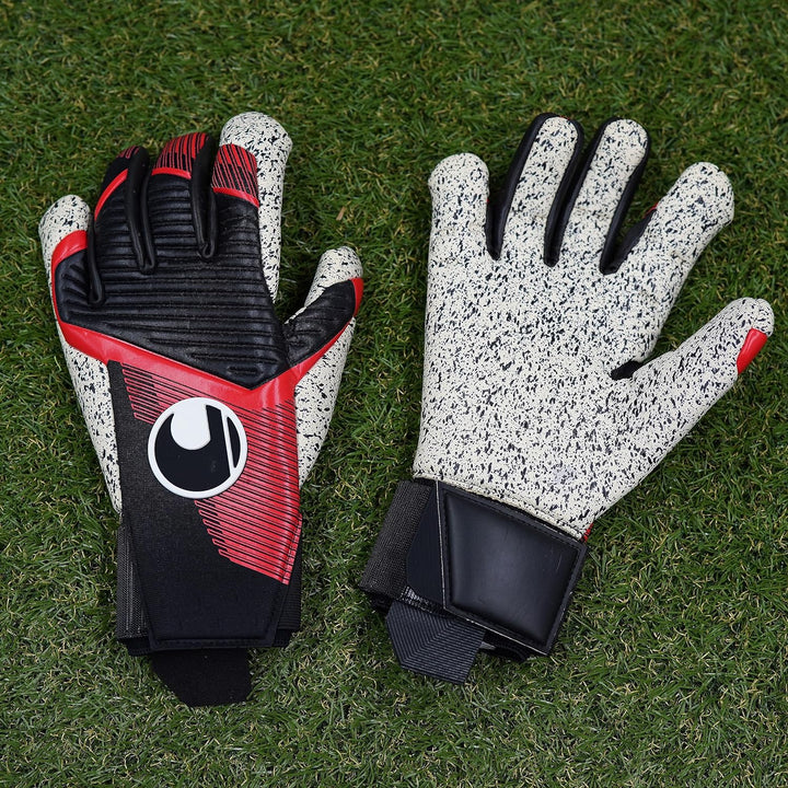 uhlsport Unisex Jugend Powerline Supergrip+ Hn Fussball Torwarthandschuhe 10 schwarz/rot/weiss, 10 s
