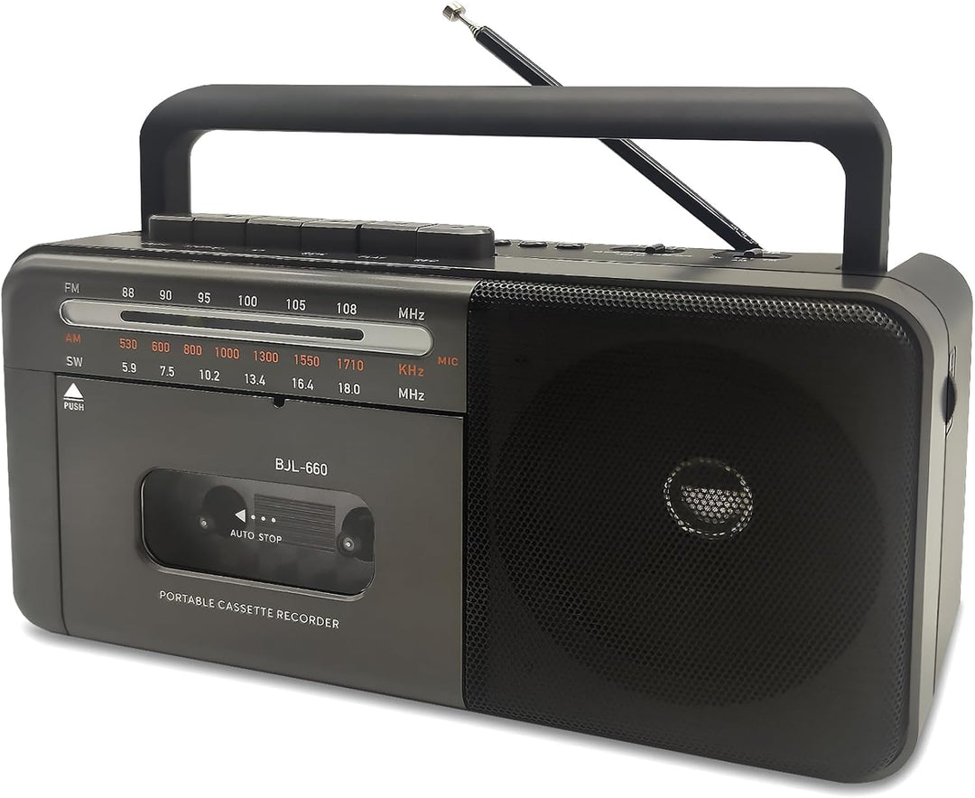 Kassettenspieler Bluetooth Boombox, Tape Recorder AM/FM/SW Radio Stereo Tape Player/Recorder mit gro