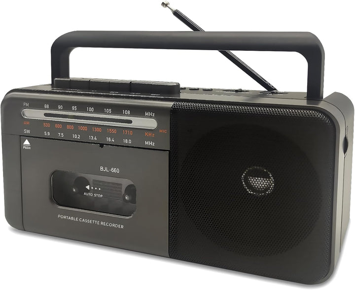 Kassettenspieler Bluetooth Boombox, Tape Recorder AM/FM/SW Radio Stereo Tape Player/Recorder mit gro