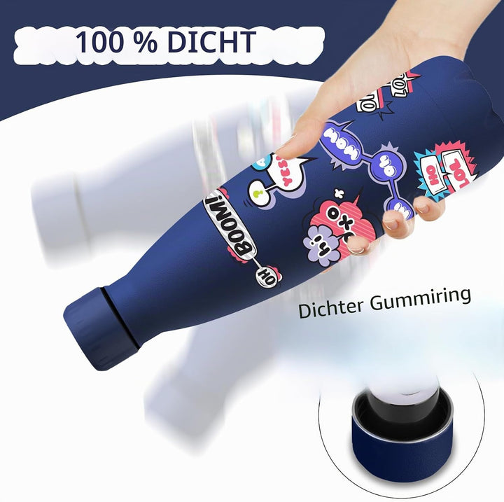 Grsta Trinkflasche 500ml, Trinkflasche Edelstahl BPA- Freie, Wasserflasche Sport Auslaufsicher, Wass