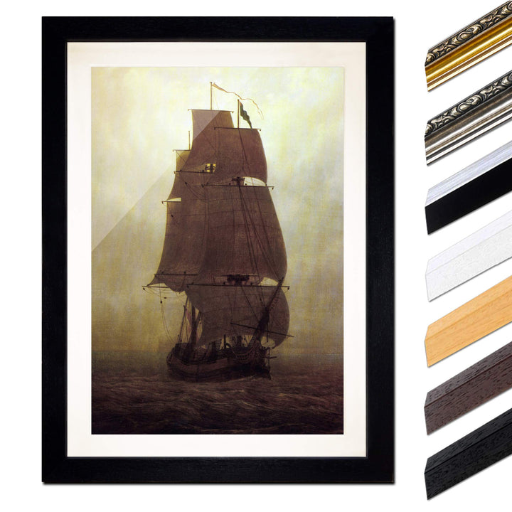 Bild mit Rahmen - Caspar David Friedrich Segelschiff 40x60 cm ca. A2 - Gerahmter Kunstdruck inkl. Ga