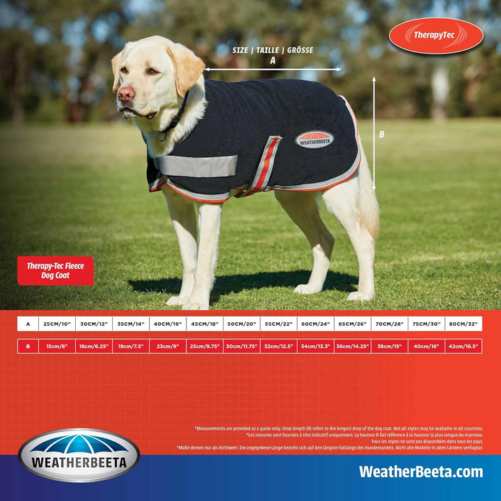 Weatherbeeta Comfitec Therapie-Tec Fleece Hundemantel Schwarz/Silber/Rot 40cm, 40cm