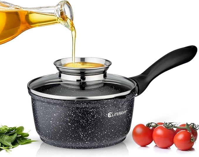 EliteHoff Induktion Topfset mit Stieltopf, 9-tlg Kochgeschirr-Set 16/16/20/24 cm, Kochtopf mit Decke