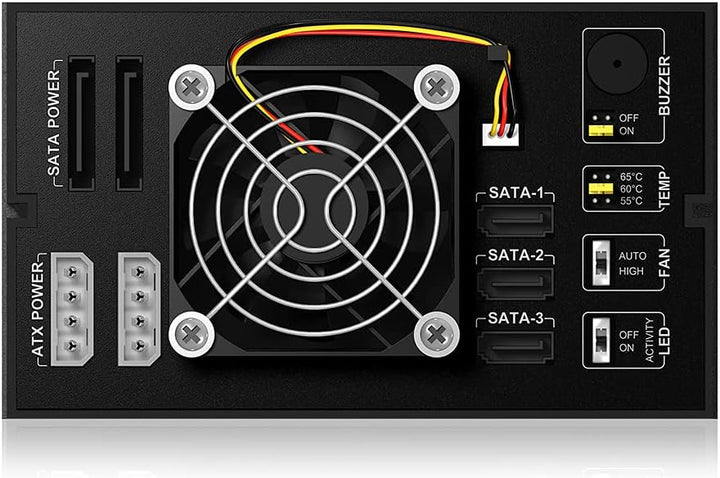 ICY BOX Wechselrahmen Backplane für Festplatten, 3x 3,5 Zoll in 2x 5,25 Zoll Schacht, SATA, Lüfter,