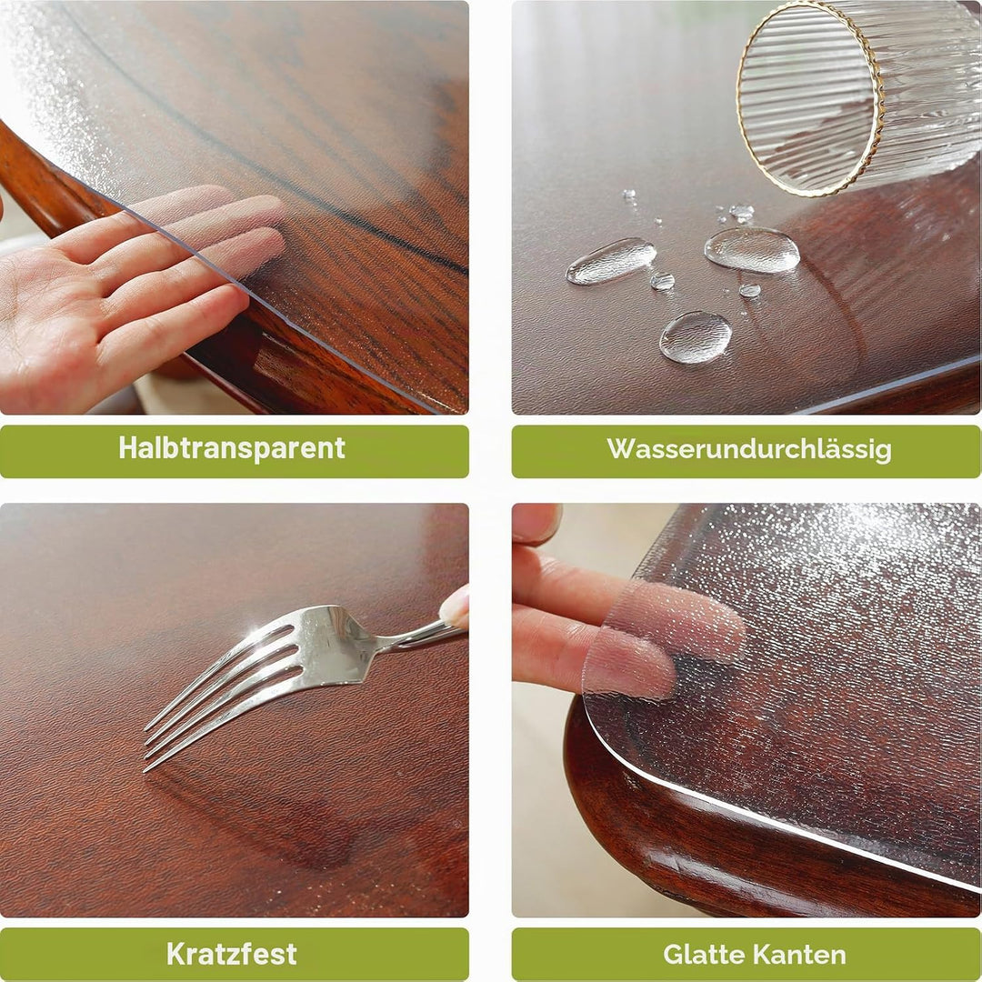 OstepDecor Tischfolie transparent 50 x 100cm Matte Tischdecke Tischschutz, PVC Glasklar Folie Tisch