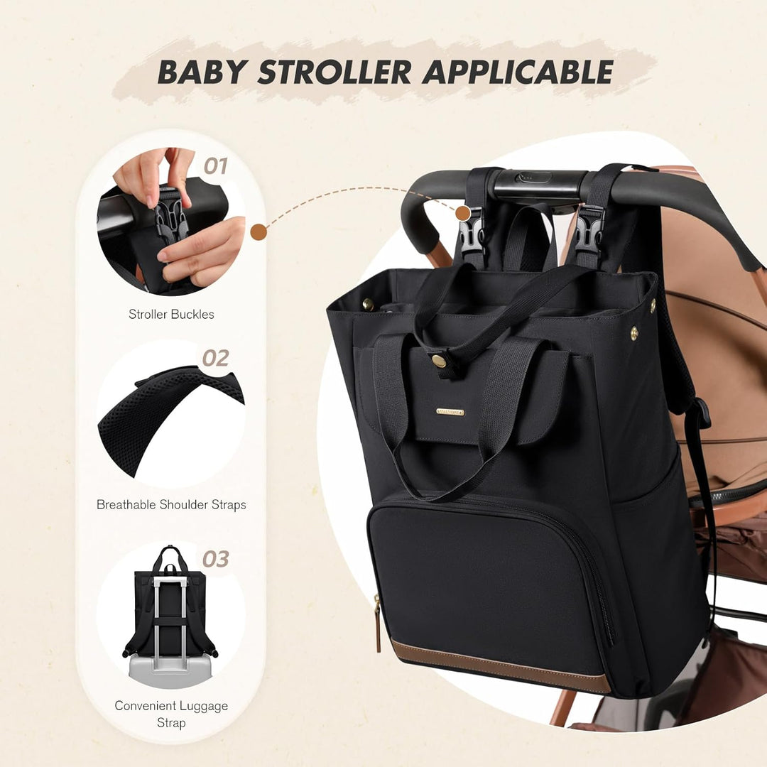 GOLF SUPAGS 25L Baby Wickelrucksack mit Tragbarer Wickelauflage und Kinderwagengurte, Lsoliertes Lun