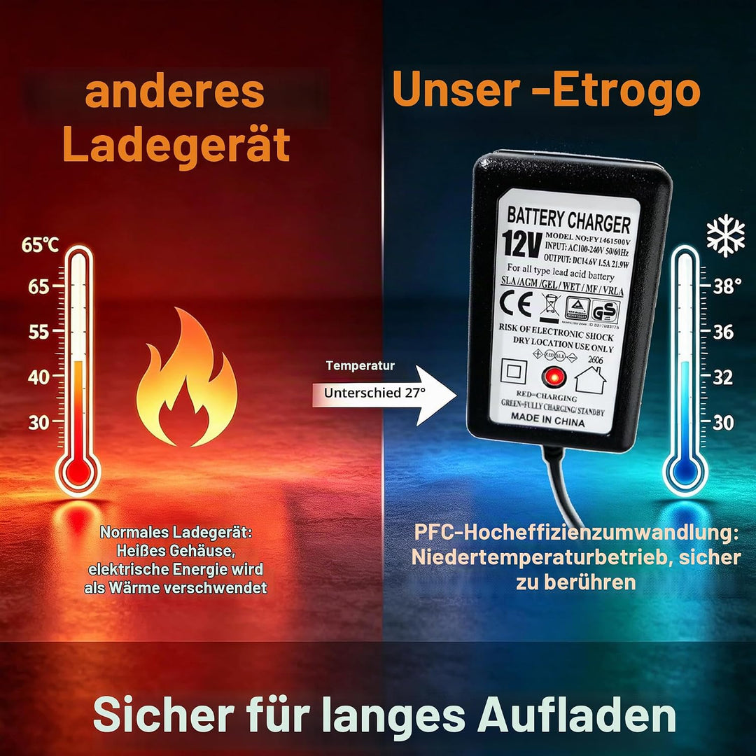 12V 1.5A Blei-Säure-Batterieladegerät mit mehrfachem Schutz mit PFC-Schaltungs-hohe Umwandlung für K